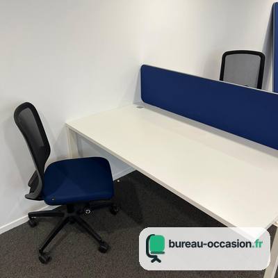 Bench d'occasion 2 places blanc : séparateur acoustique bleu marine