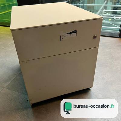 Caisson mobile d'occasion blanc : 2 tiroirs dont dossiers suspendus