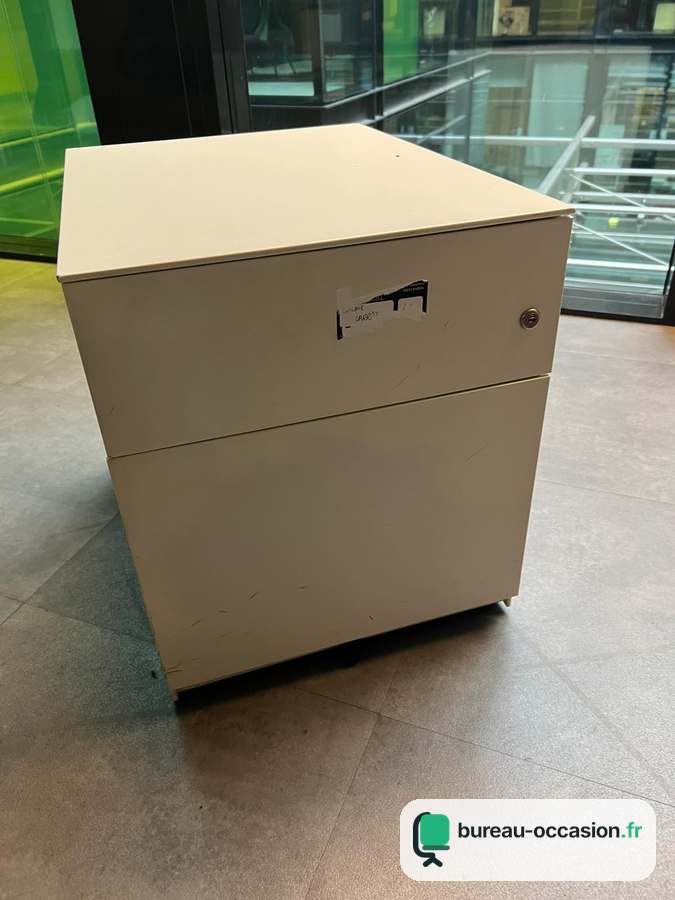 Caisson mobile d'occasion blanc : 2 tiroirs dont dossiers suspendus