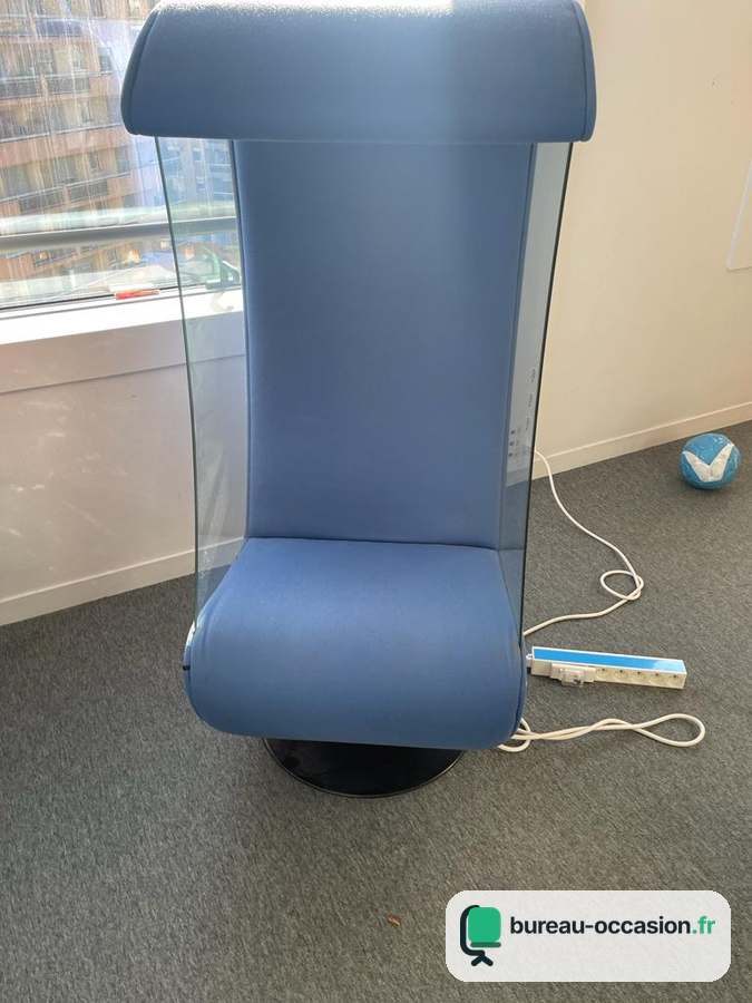 Fauteuil acoustique d'occasion bleu à parois vitrées