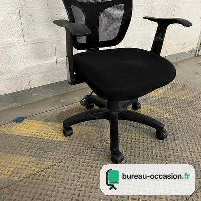 Fauteuil d'occasion dossier cintré : résille et assise noires