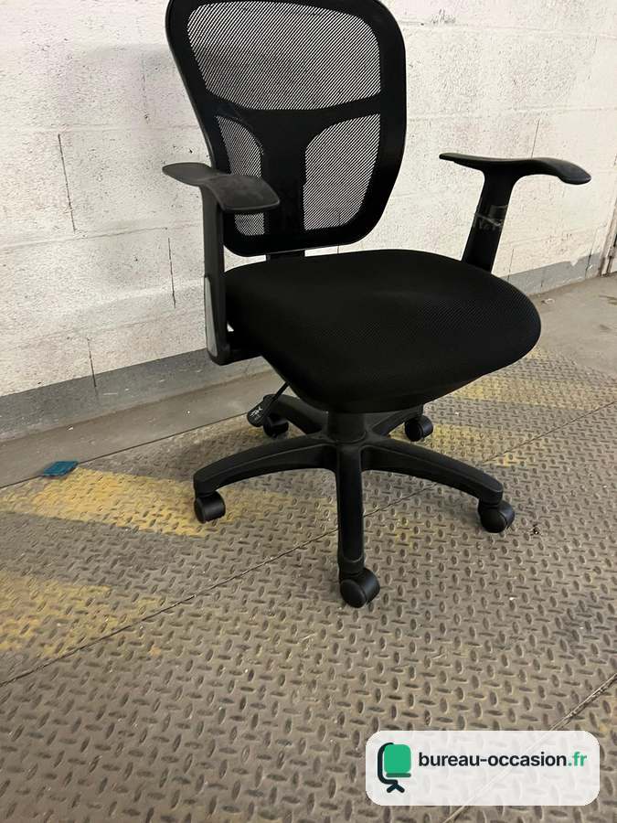Fauteuil d'occasion dossier cintré : résille et assise noires