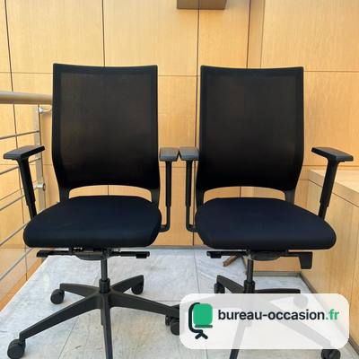 Fauteuil de bureau d'occasion : filet noir, accoudoirs ajustables