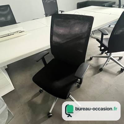 Fauteuil de bureau d'occasion résille noire : base aluminium poli