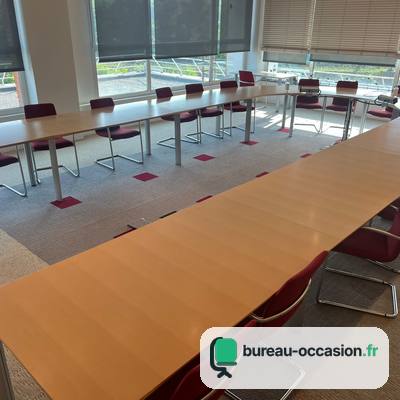 Grand ensemble de réunion d'occasion en U, finition hêtre modulable