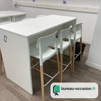 Mange-debout d'occasion blanc : table haute rectangulaire