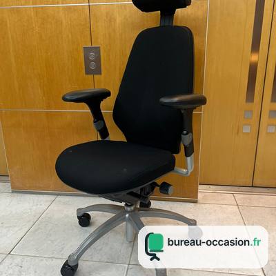 RH Logic d'occasion : fauteuil ergonomique tissu noir, appui-tête
