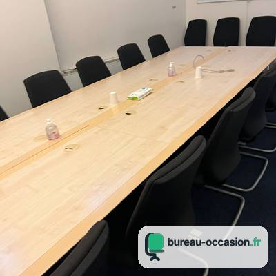 Table de conférence d'occasion modulable érable : en ligne ou en U