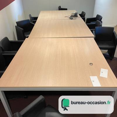 Table de réunion modulaire d'occasion chêne clair : 10 places