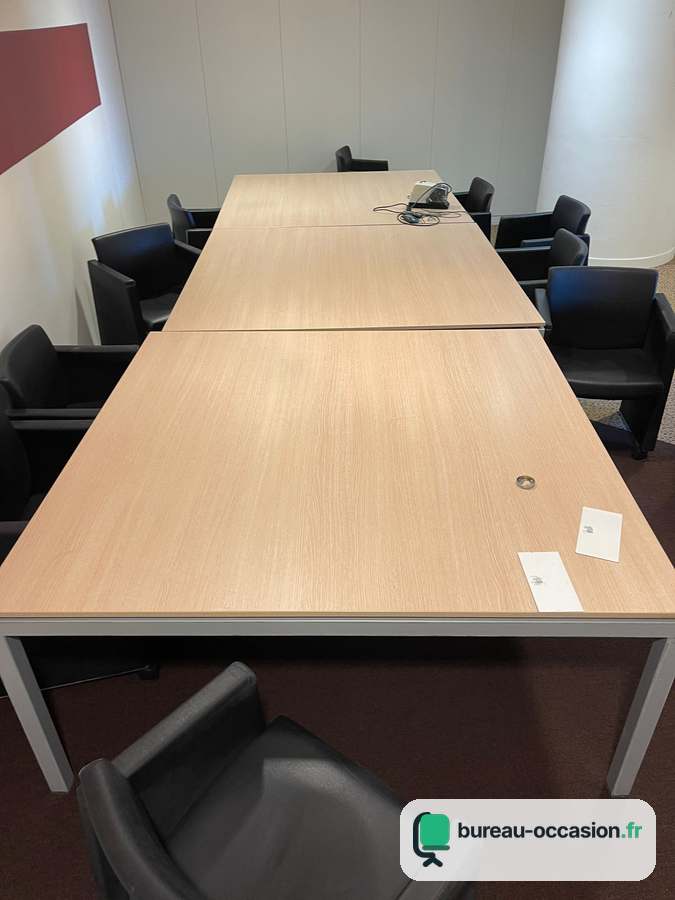 Table de réunion modulaire d'occasion chêne clair : 10 places
