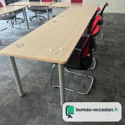 Table modulaire d'occasion érable : pieds cylindriques gris à assembler