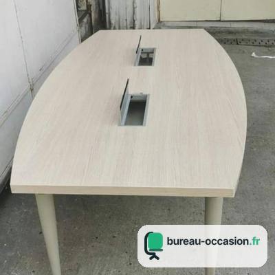 Table tonneau d'occasion chêne blanchi : 8 places, 2 trappes